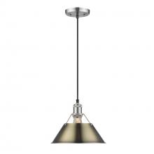  3306-M PW-AB - Orwell PW Medium Pendant - 10" in Pewter with Aged Brass shade